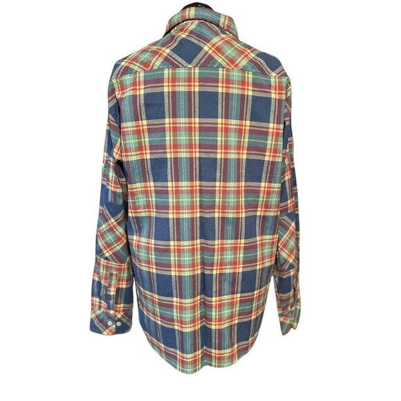 EVOLUTION Women's Button Up Plaid Shirt Plus-size 3XL Long Sleeves Elbow Patches - Picture 3 of 11